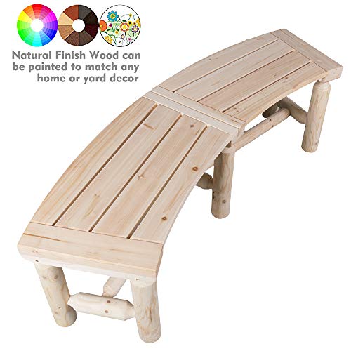 Rustic Cedar/Fir Wood Log Bench for Patio Garden