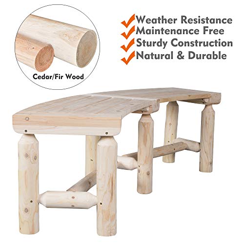 Rustic Cedar/Fir Wood Log Bench for Patio Garden