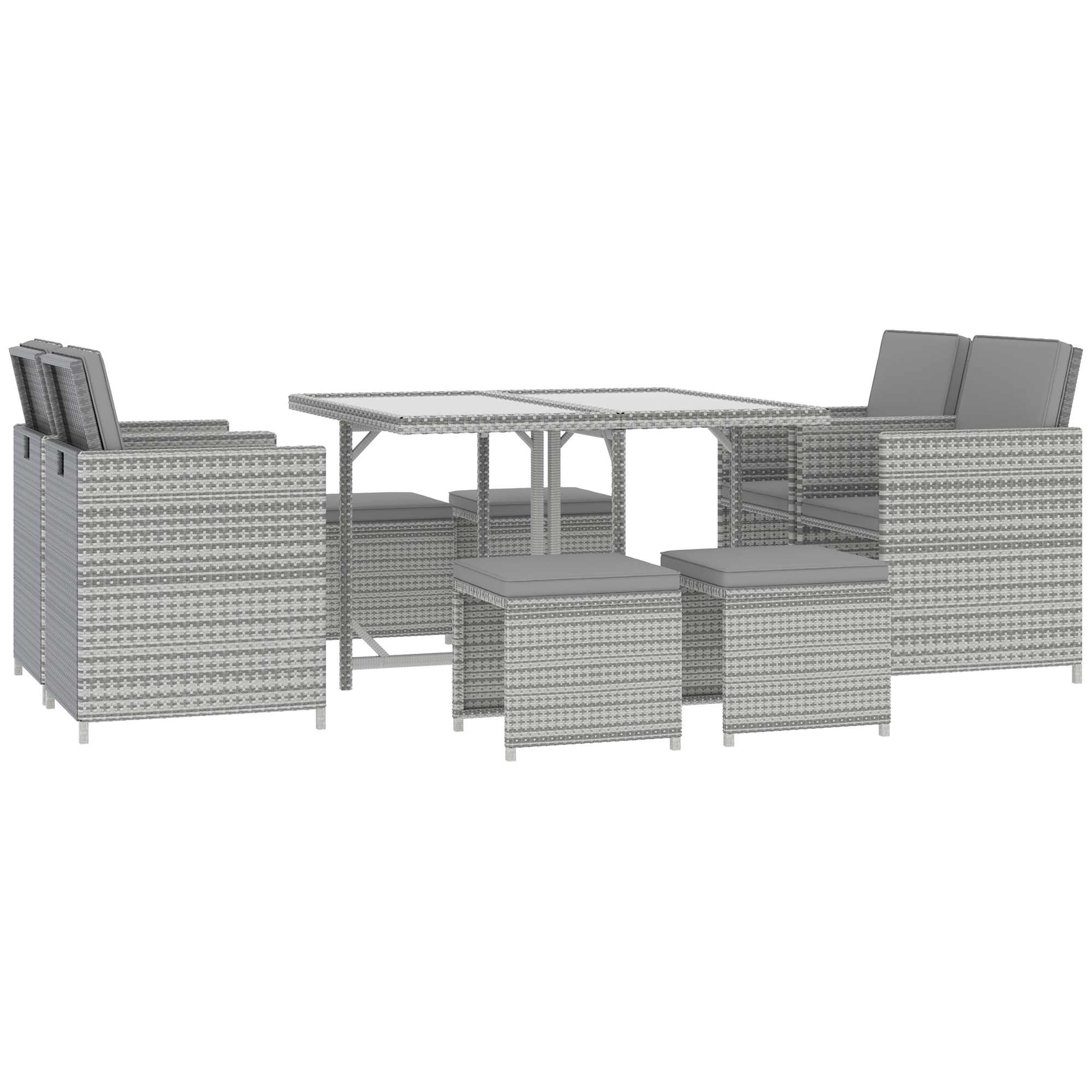 9pc Outdoor Patio Furniture Garden Wicker Dining Set Rattan Table Cushioned Seat
