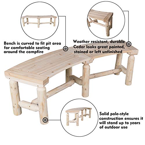 Rustic Cedar/Fir Wood Log Bench for Patio Garden