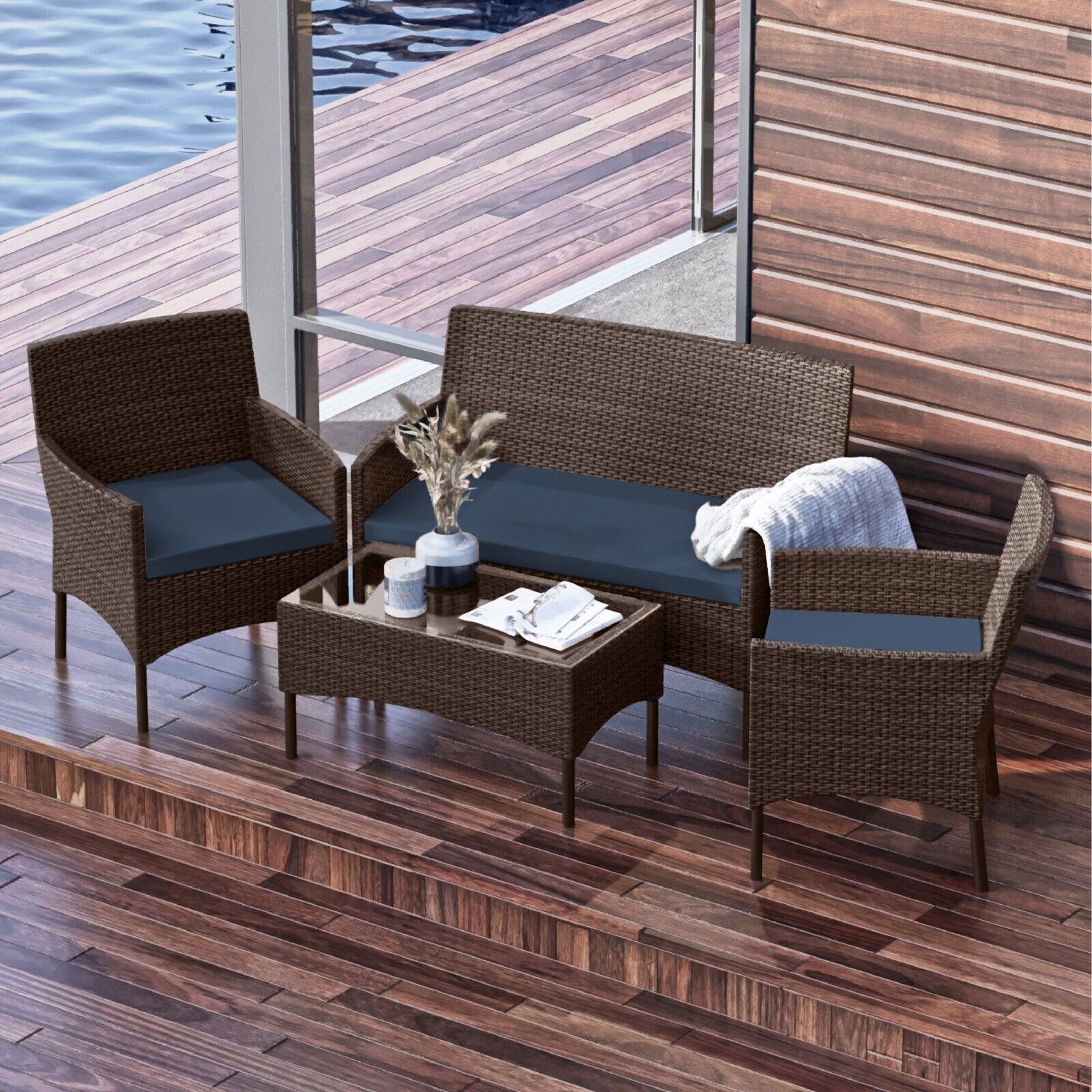 Nestl Outdoor Patio Set: Loveseat, Chairs, Table