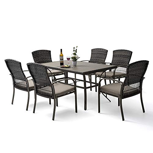Pamapic Patio Wicker Dining Set, 7-Piece