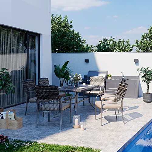Pamapic Patio Wicker Dining Set, 7-Piece