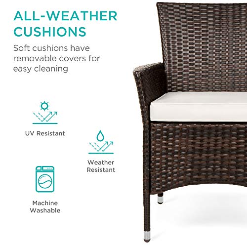 5-Piece Wicker Dining Set for Patio - Cream