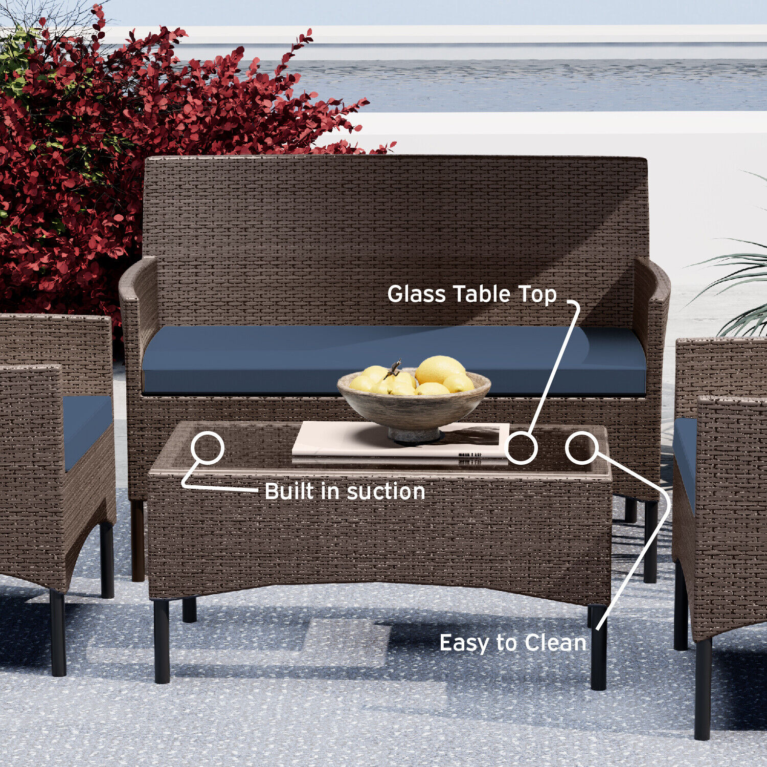 Nestl Outdoor Patio Set: Loveseat, Chairs, Table