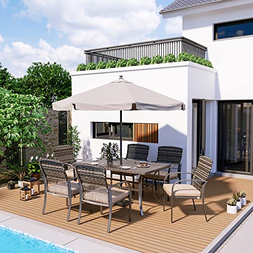 Pamapic Patio Wicker Dining Set, 7-Piece