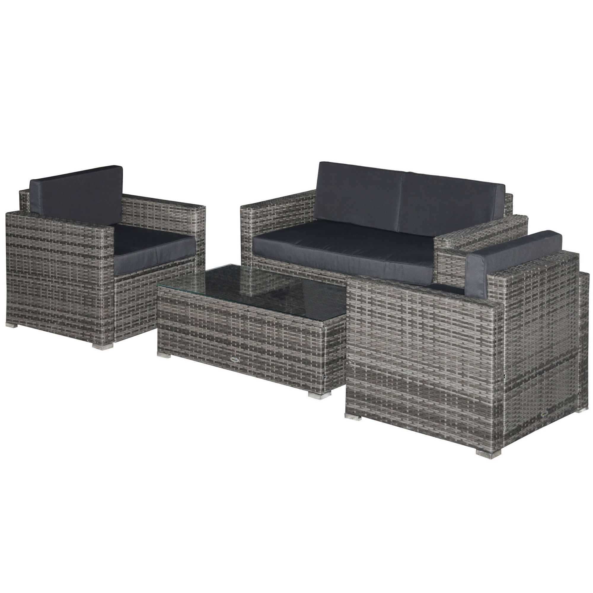 Rattan Wicker Patio Chair/Sectional Set + Glass Coffee Table