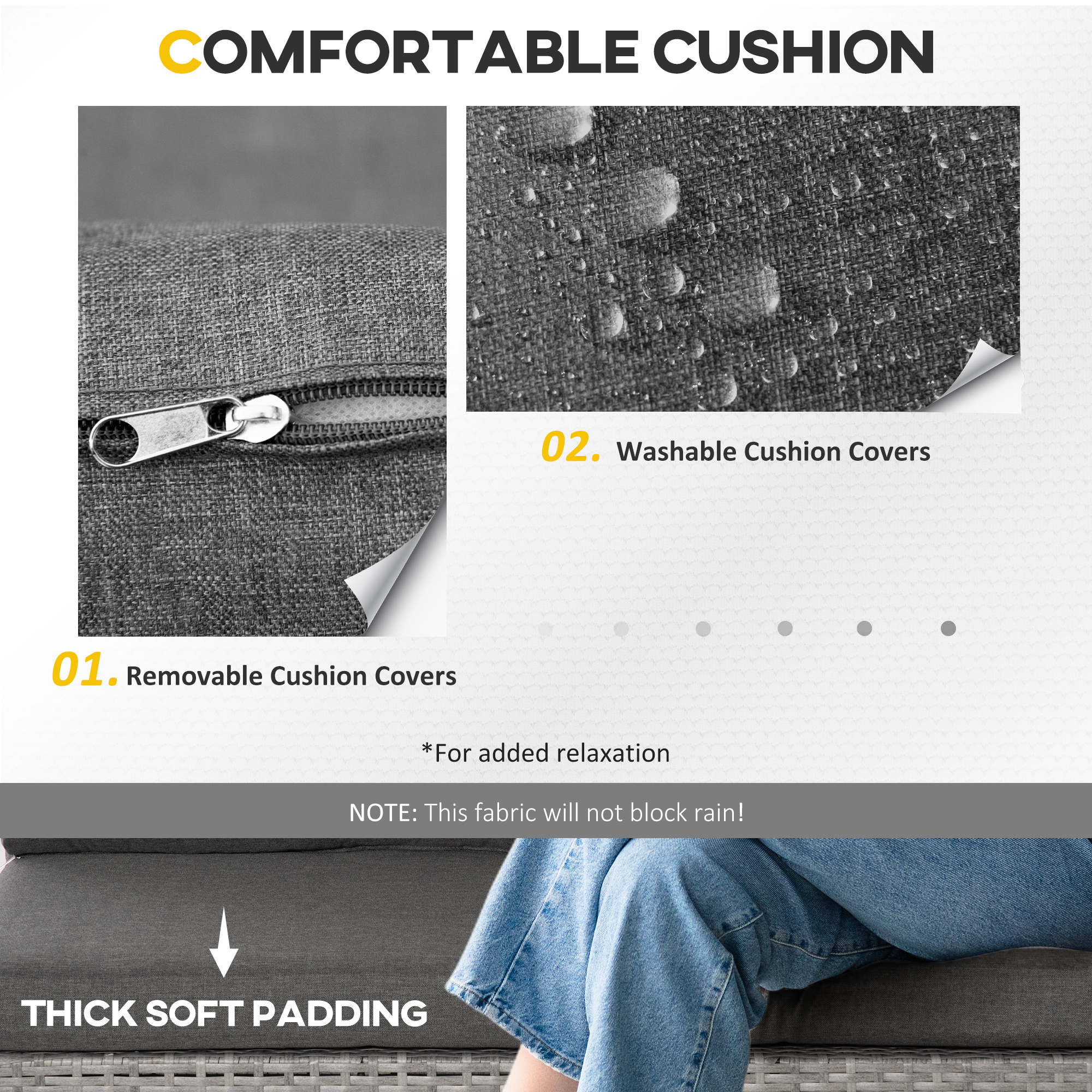 Patio Rattan Wicker Sofa Set - 4 Pieces