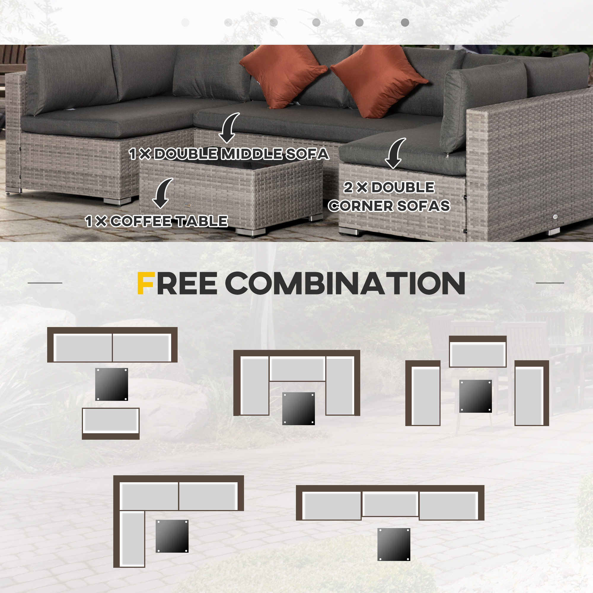 Patio Rattan Wicker Sofa Set - 4 Pieces