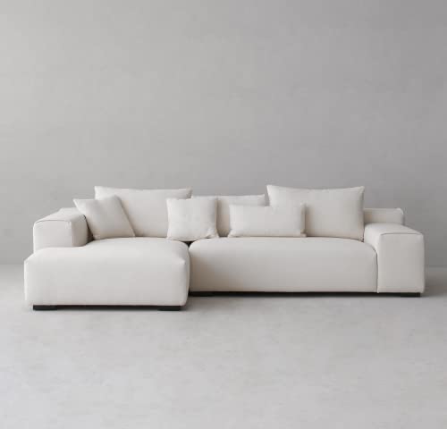 Modern L-Shaped Sectional Sofa, White, Left Hand Facing
