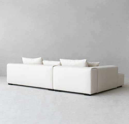 Modern L-Shaped Sectional Sofa, White, Left Hand Facing