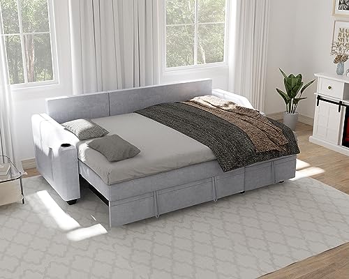 Ucloveria Grey Sectional Sleeper Sofa with Reversible Chaise