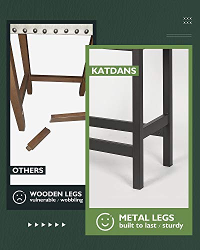 KATDANS Bar Stools Set of 2-Counter Height Stools, 24 Inch Saddle Stool-PU Leather Kitchen Stools, Brown Seat-Black Metal Base, KS861P-Brown