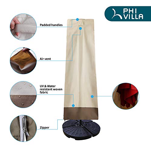 PHI VILLA Patio Umbrella Covers for Outdoor, Large Waterproof 600D Oxford Heavy Duty Fabric Umbrella Canopy Covers for 9-13 Feet Outdoor Offset Umbrellas, (Frame Covers)