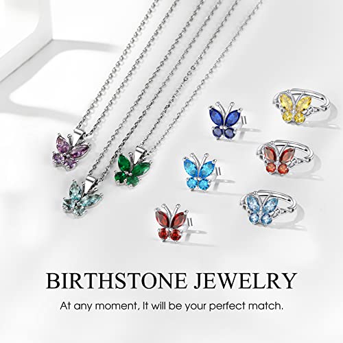 Sterling Silver Aquamarine Birthstone Butterfly Stud Earring