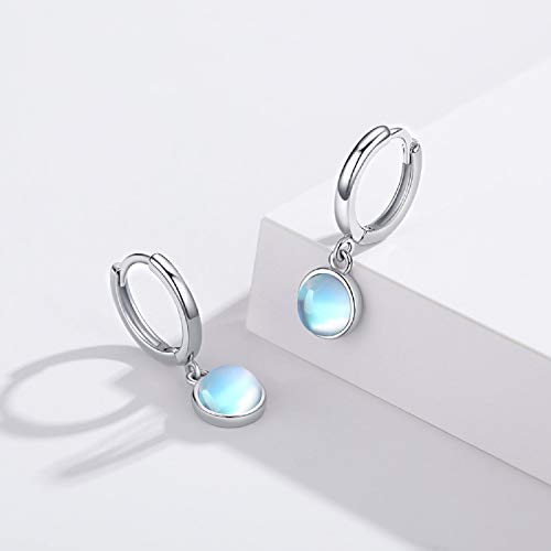 Moonstone Hoop Earrings S925 Sterling Silver Jewelry Gift