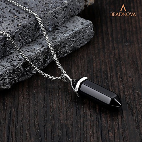 Black Onyx Gemstone Pendant Necklace for Women