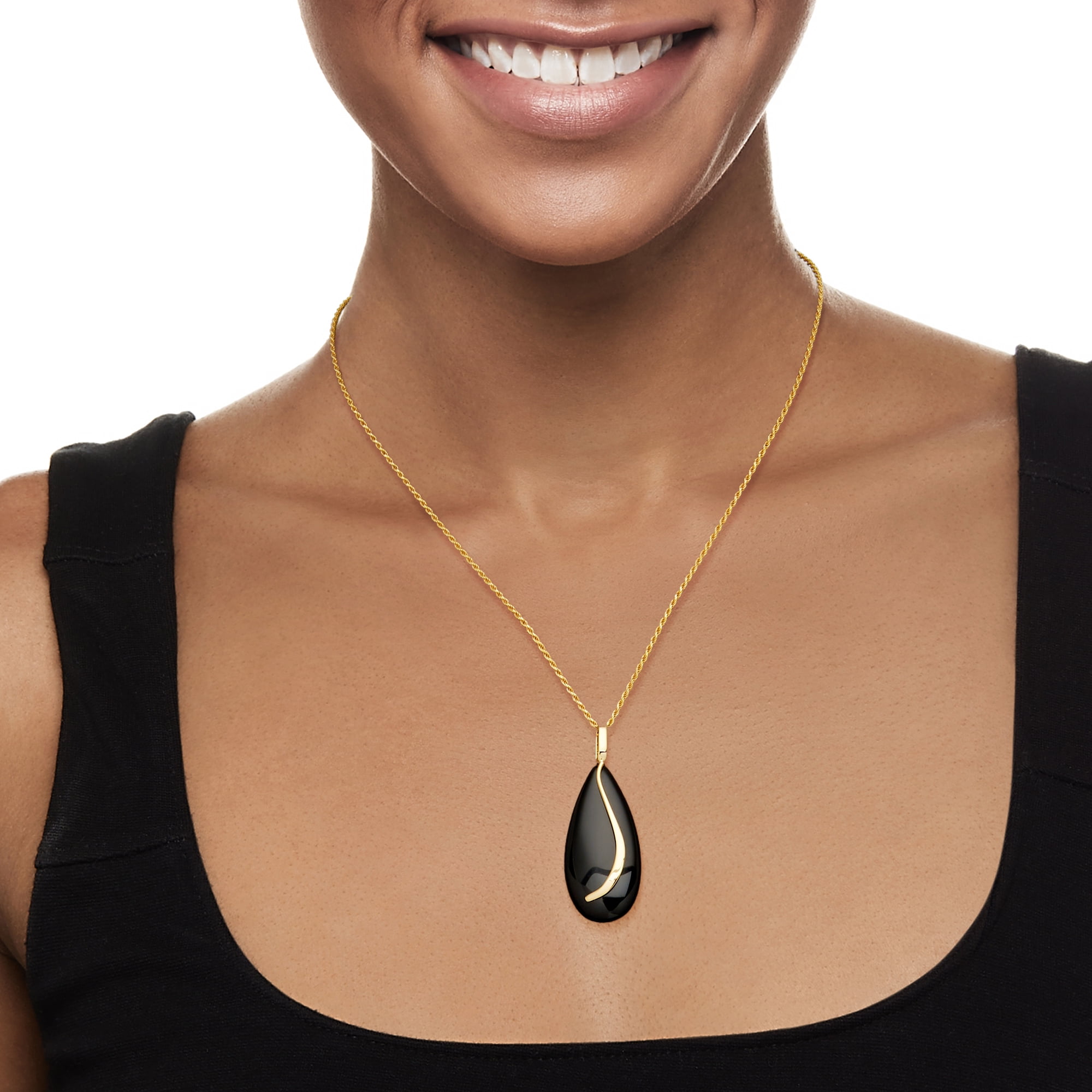 14kt Yellow Gold Black Onyx Teardrop Pendant