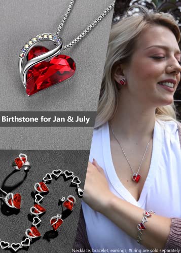 Rainbow Blue Birthstone Heart Pendant Necklace - Gift for Her