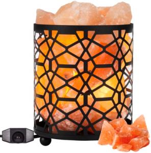 Himalayan Salt Lamp with Dimmer and Metal Basket