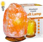 Magic Salt 3-5 KG Salt Lamp, Natural Himalayan Crystal Rock Salt Lamp Pink Light, Hand Crafted Wooden Base Direct from Foothills of The Himalayas, Comes with UK Switch Cable and Bulb