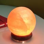 100% Authentic Natural Himalayan Salt Crystal Sphere USB Lamp - Hand Carved - Wooden Base - USB Electric Cable Provided - Approx 500g - Zen'Light Orange