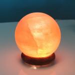 100% Authentic Natural Himalayan Salt Crystal Sphere USB Lamp - Hand Carved - Wooden Base - USB Electric Cable Provided - Approx 500g - Zen'Light Orange