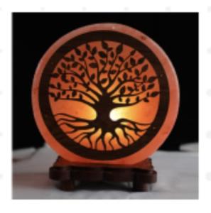 Pink Hill Round Himalayan Salt Lamp with Wood背景