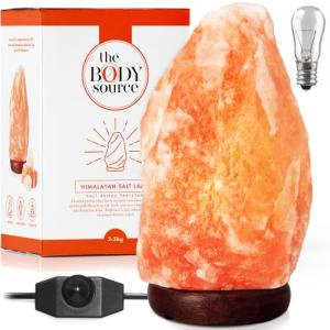 Himalayan Salt Lamp with Dimmer Switch and Wood Base