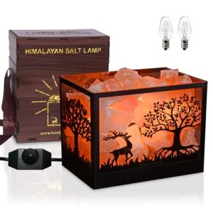 Himalayan Salt Lamp with Metal Basket and Bulbs