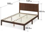 Zinus Adrian Double Bed Frame - Rustic Brown 135x190 cm