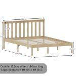 Milan Double Bed Frame, Solid Pine Wood