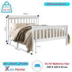 White 4ft Small Double Solid Wood Bed Frame