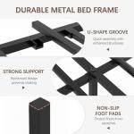 VECELO Double Bed Frame with Wood Headboard