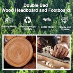 VECELO Double Bed Frame with Wood Headboard