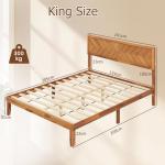 COSTWAY Solid Acacia Wood Bed Frame with Storage