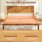 COSTWAY Solid Acacia Wood Bed Frame with Storage