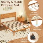 COSTWAY Solid Acacia Wood Bed Frame with Storage