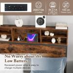 COSTWAY Rustic Metal Bed Frame with Charging Station