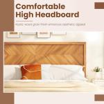 COSTWAY Solid Acacia Wood Bed Frame with Storage
