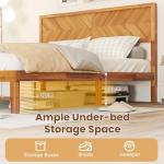 COSTWAY Solid Acacia Wood Bed Frame with Storage
