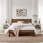 Declan Solid Pine Double Bedframe in Dark Walnut