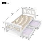 Merax White Solid Pine Bed Frame with Drawers