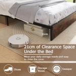 COSTWAY Rustic Metal Bed Frame with Charging Station