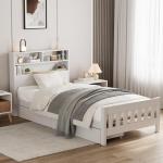 Aptliton White Pine Single Bed Frame with Drawers