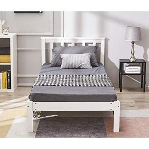 Panana White Single Bed Frame with Headboard