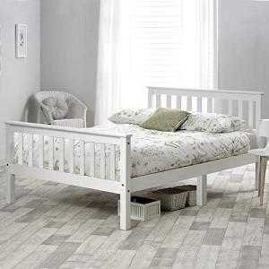 Merax White Solid Wood Double Bed Frame