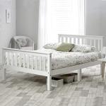 Merax White Solid Wood Double Bed Frame