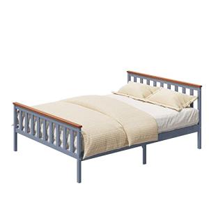 Elegant Solid Wood Double Bed Frame in Grey
