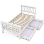 Merax White Solid Pine Bed Frame with Drawers
